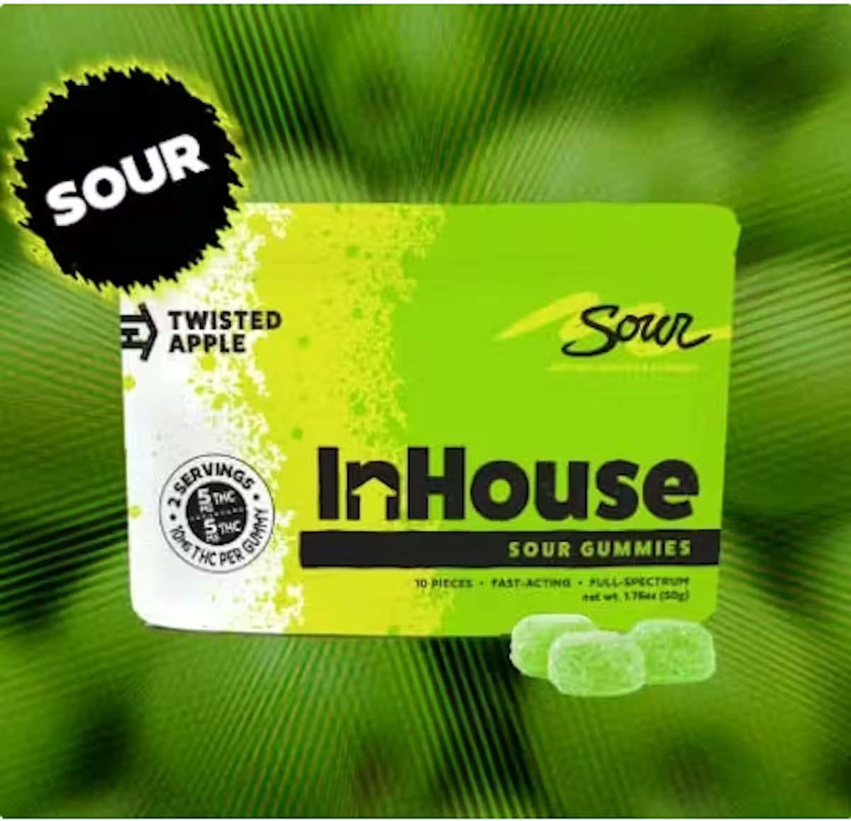 InHouse In House Fast Acting Gummies 20pk (100mg) Sour Apple
