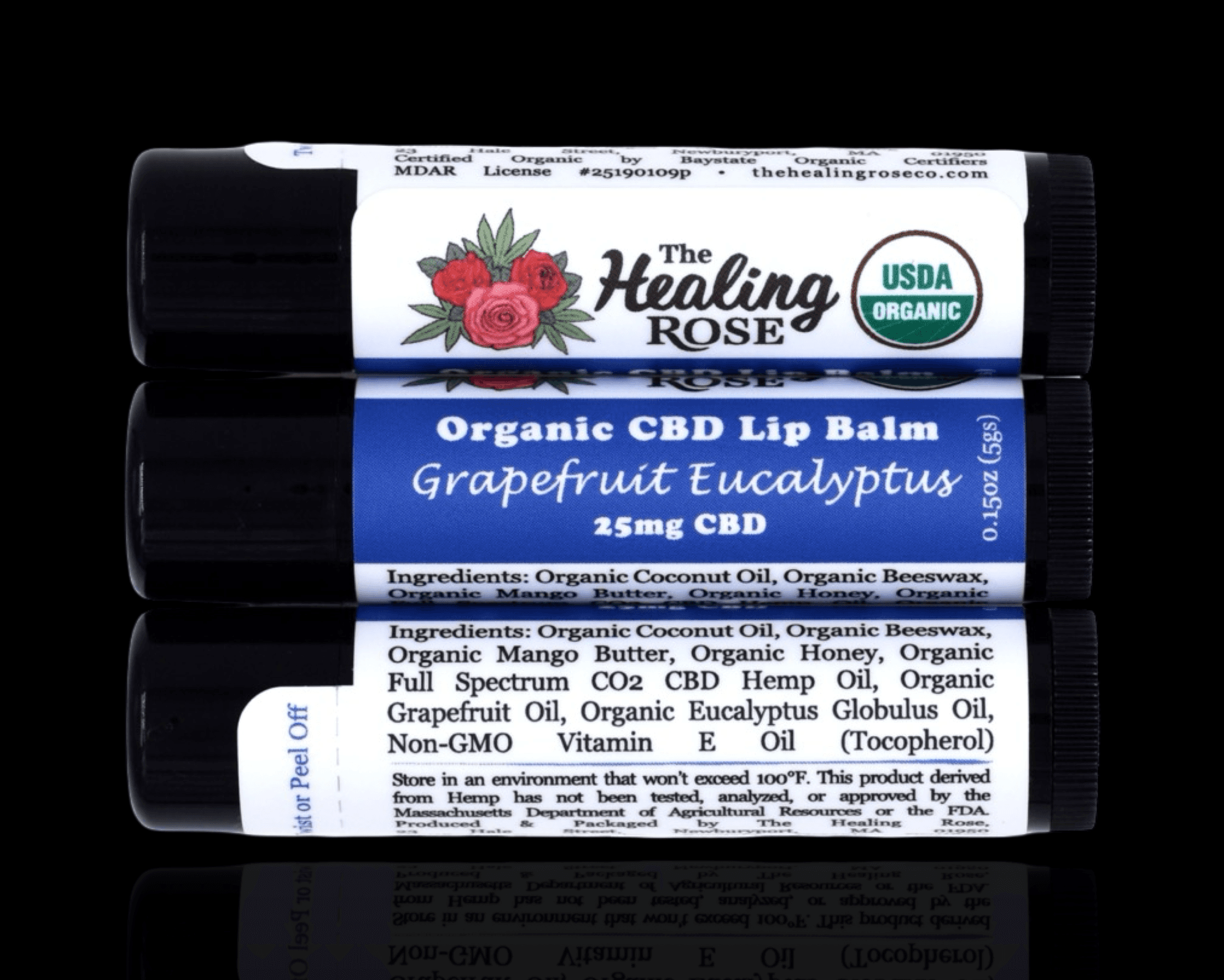 Healing Rose Lip Balm (25mg) CBD | Grapefruit Eucalyptus