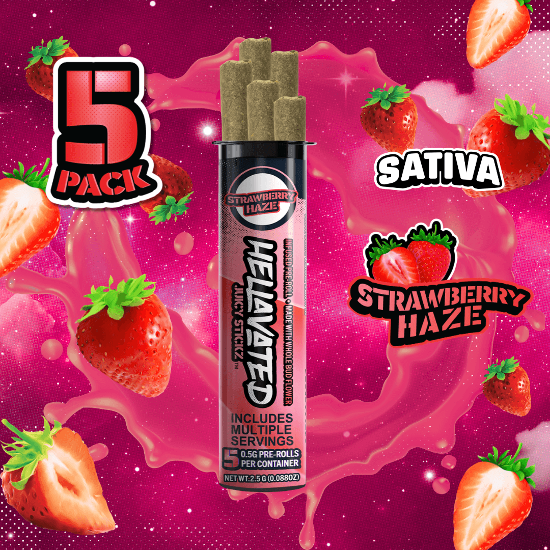 Hellavated Strawberry Haze Juicy Stickz 5-Pack