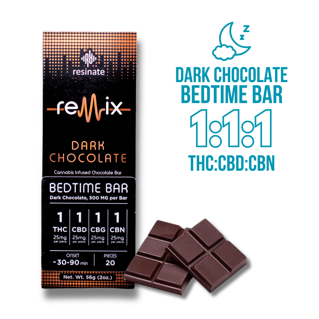 Remix 1:1:1 (THC:CBD:CBN) | Bedtime Dark Chocolate Bar | 5mg | 20pk
