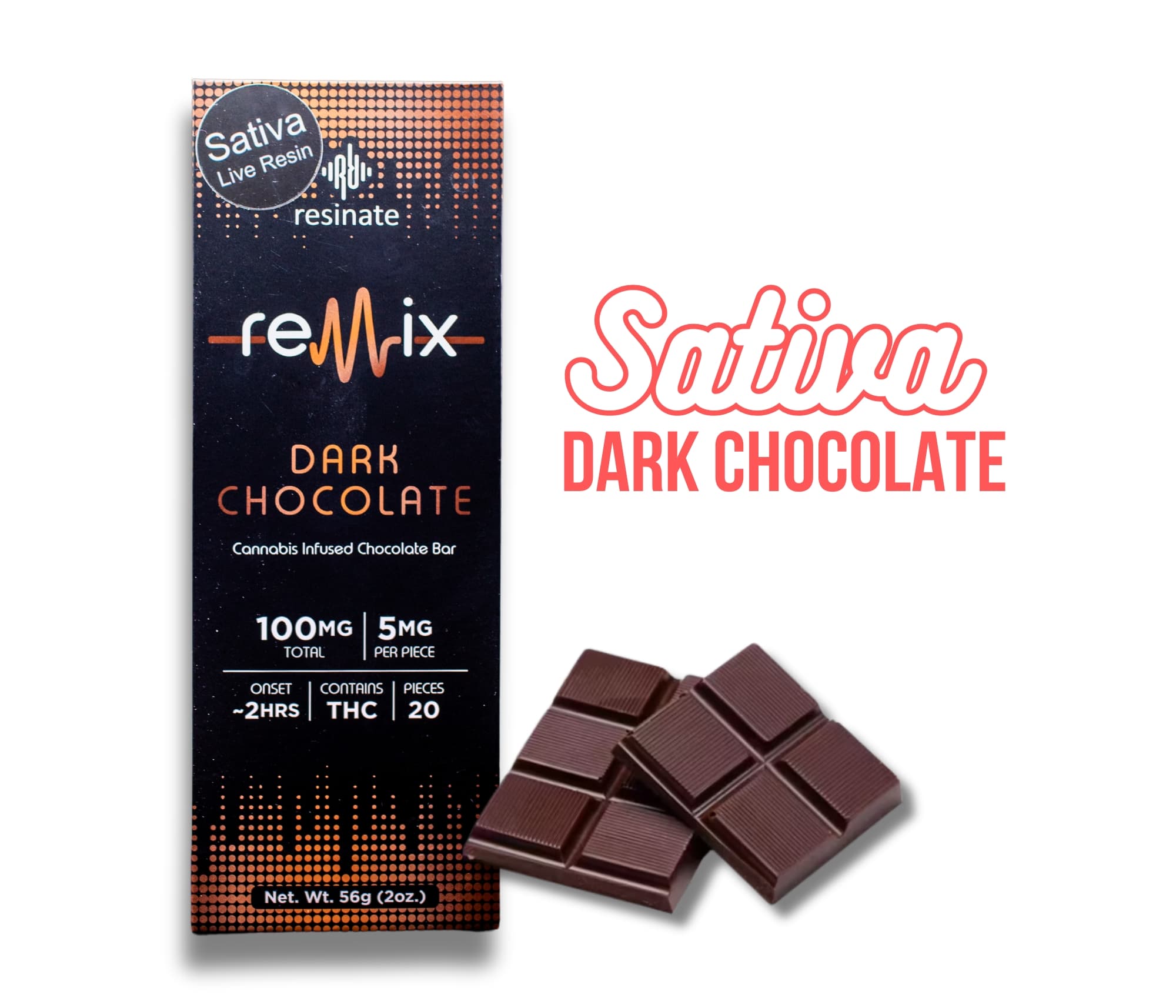 Remix Sativa Dark Chocolate Peppermint Bar | 5mg | 20pk