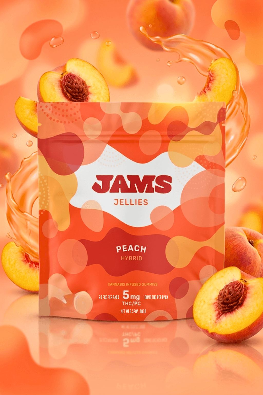 JAMS Peach Jellies | 100mg Hybrid