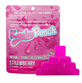 Kushy Punch Strawberry | Fast Acting Gummies | 100mg