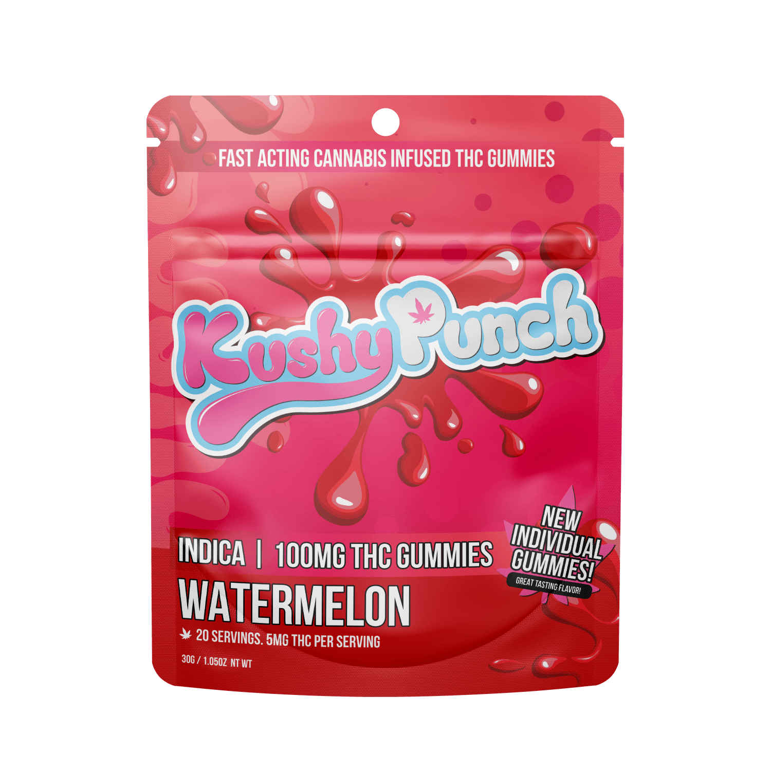 Kushy Punch Watermelon | Fast Acting Gummies | 100mg