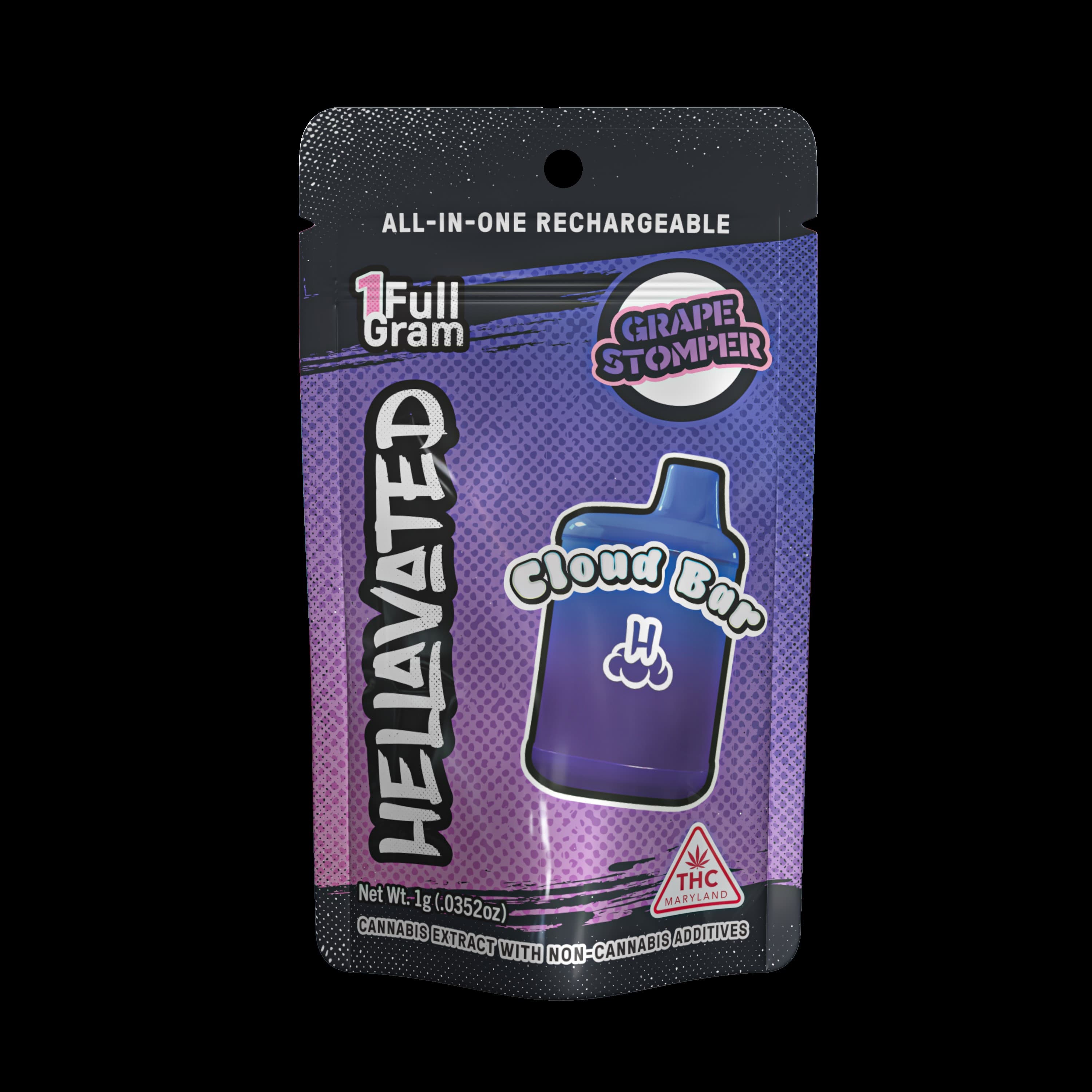Hellavated Grape Stomper Cloud Bar Rechargeable Disposable 1g