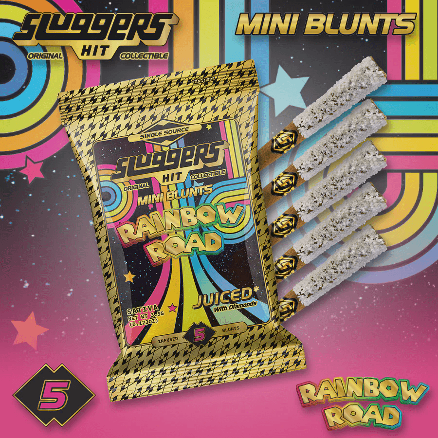 Sluggers Rainbow Road Hash & Diamond Infused Mini Blunt 5pk | Sluggers |