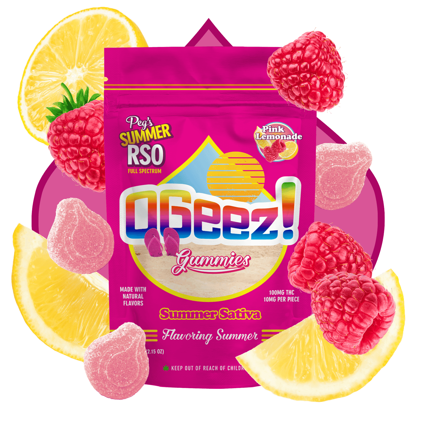 OGeez! Peg's Summer Pink Lemonade RSO - 10pk Gummies