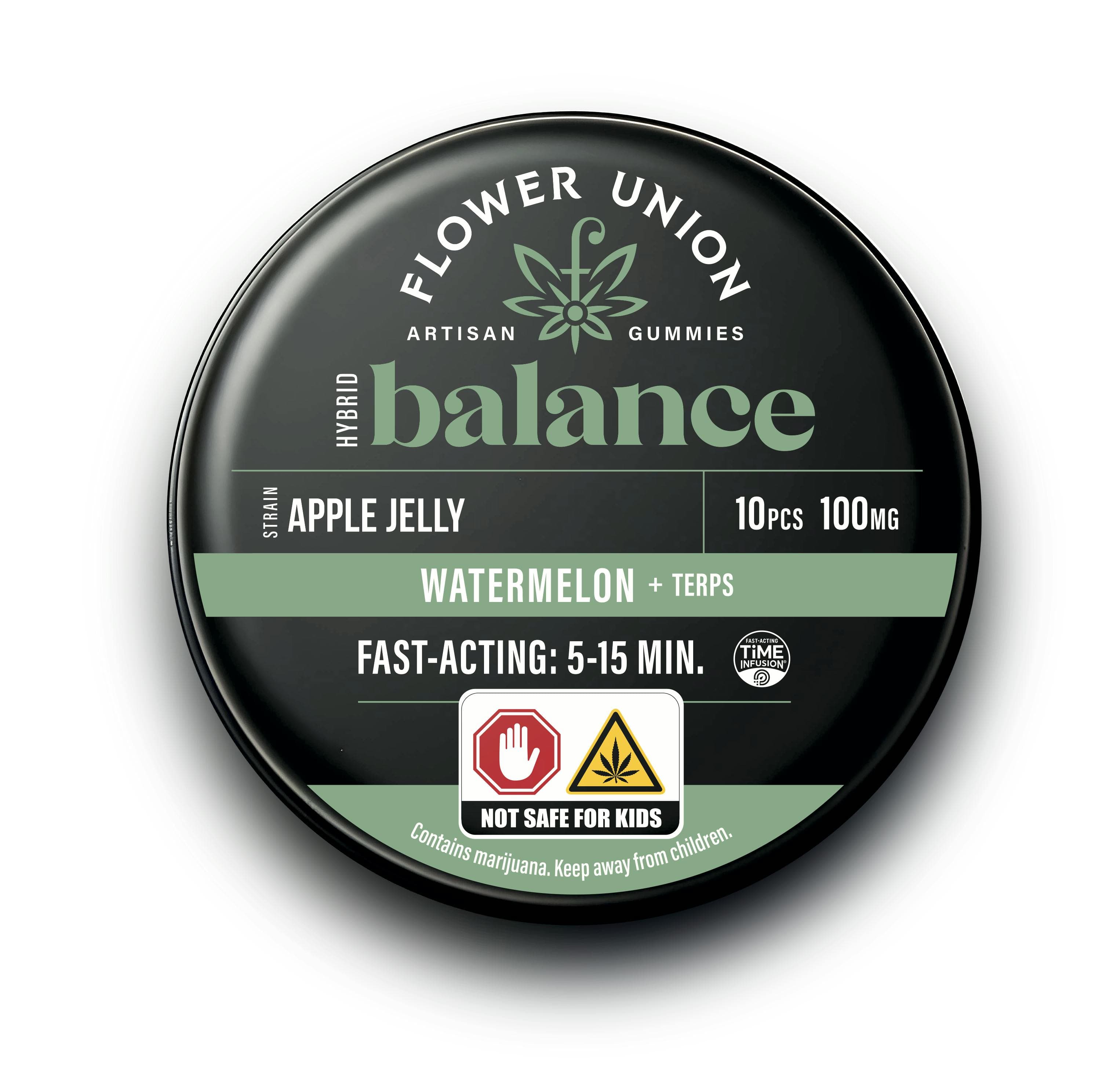 Flower Union BALANCE | Watermelon + Terps Gummies | 100mg