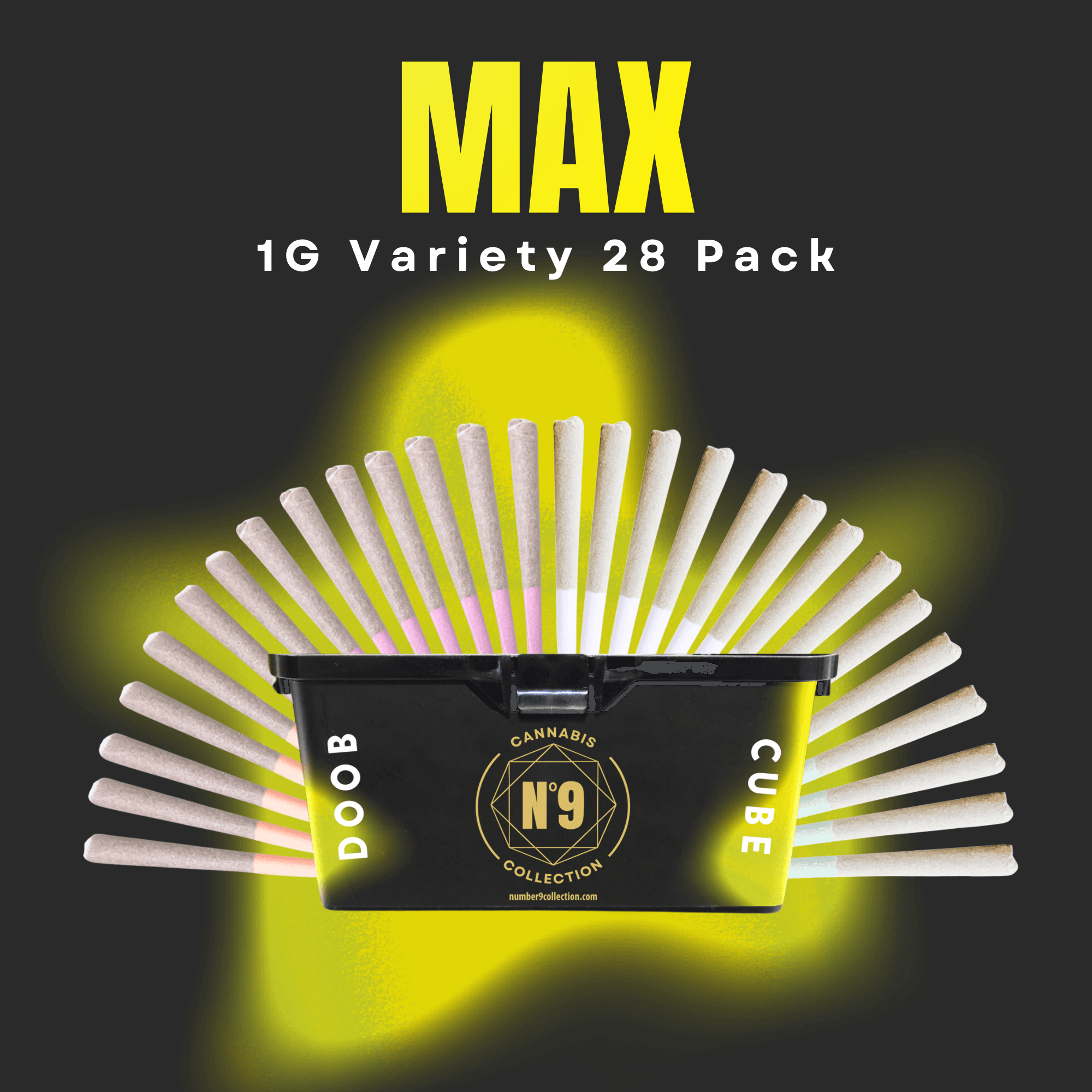 No.9 Collection DOOB CUBE MAX - 28 Variety Pack - 1g Pre-Rolls - 4 Different Strains