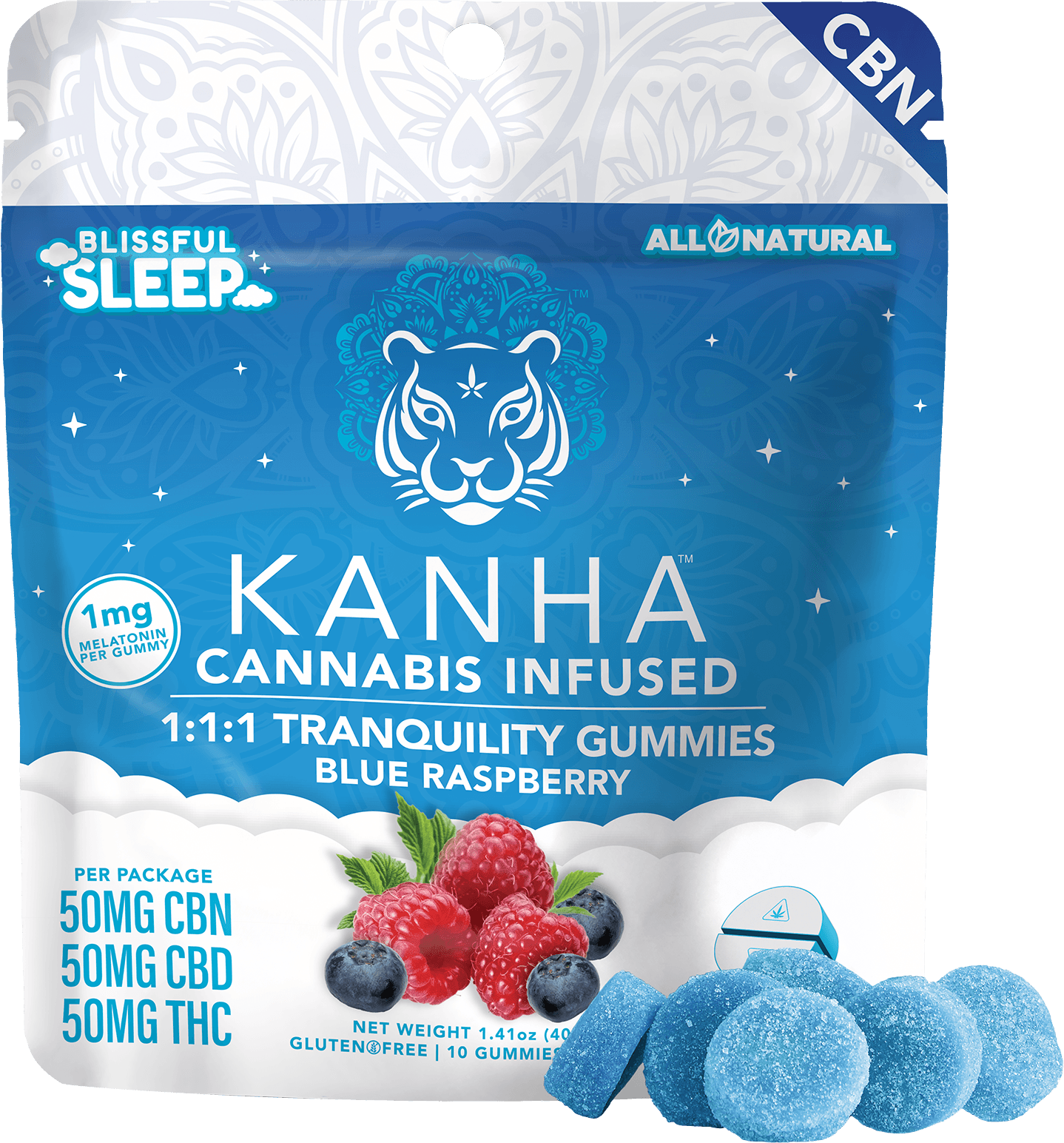 KANHA Blue Raspberry Tranquility Gummies | 50mg - Kanha
