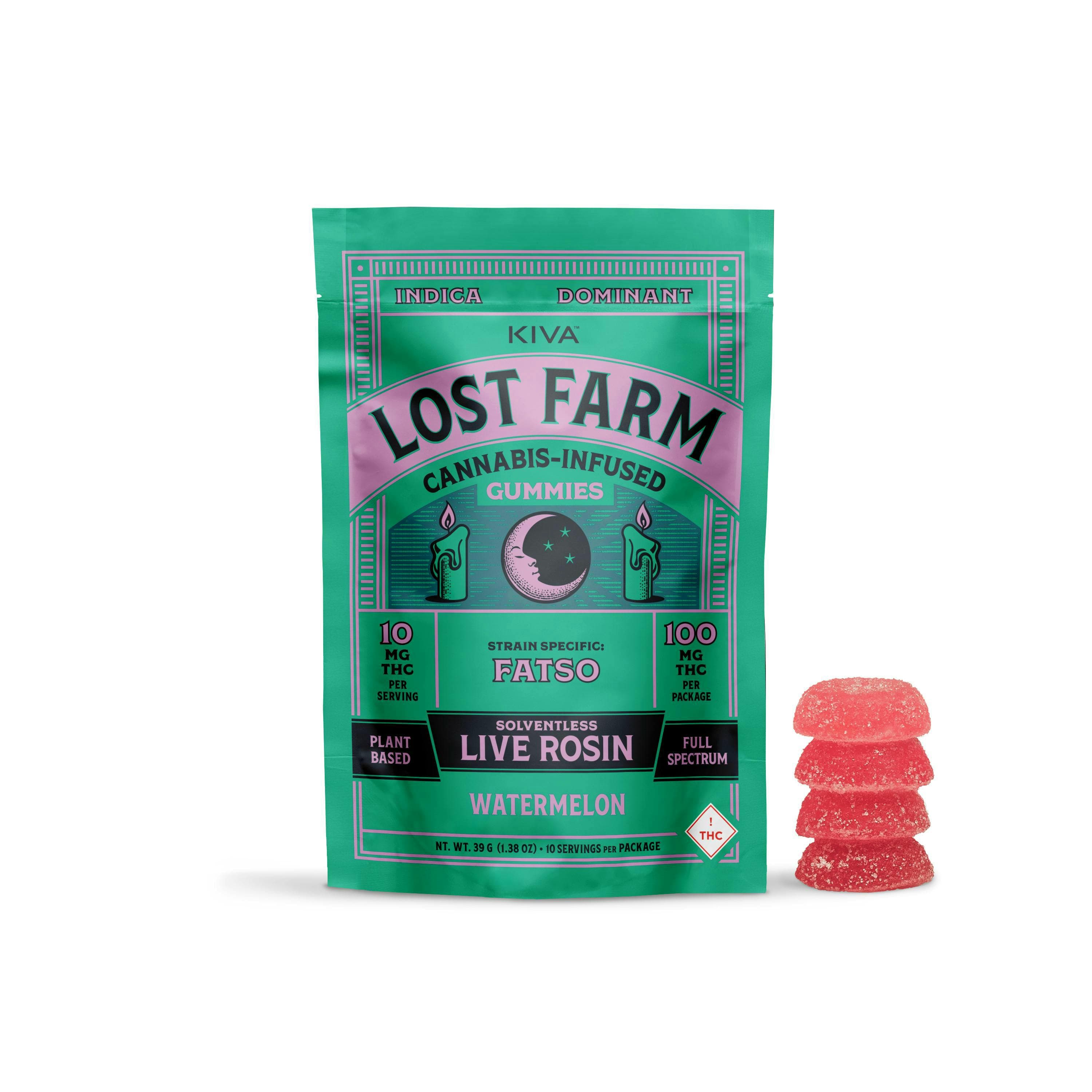 Lost Farm Live Rosin Gummies | Watermelon x Fatso | 10pk x 10mg | 100 mg