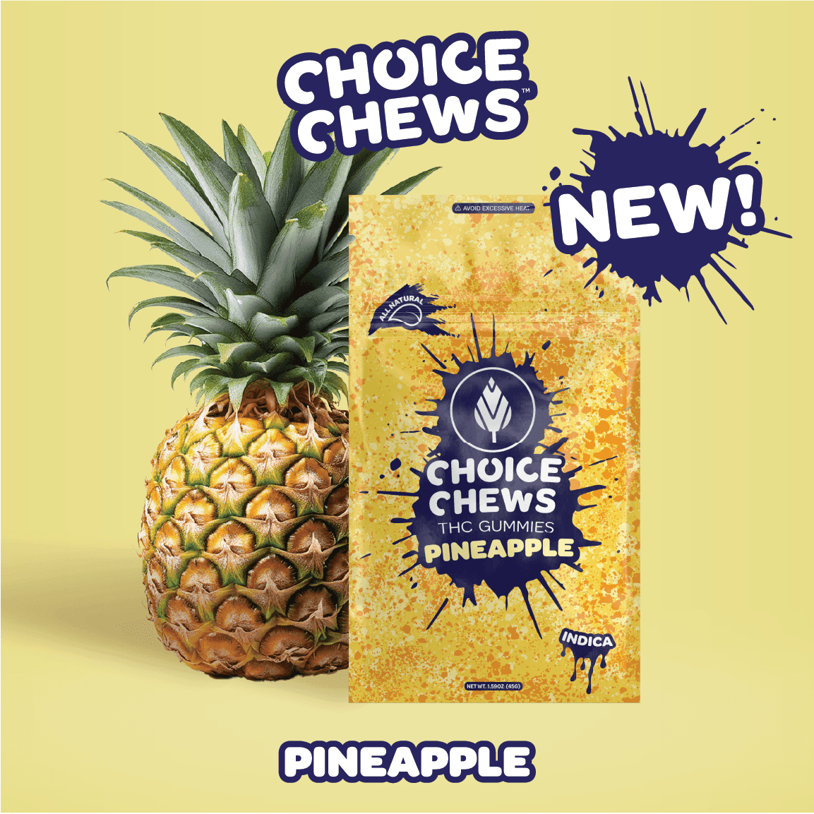 Choice Chews Pineapple Gummies | 100mg - Choice Chews