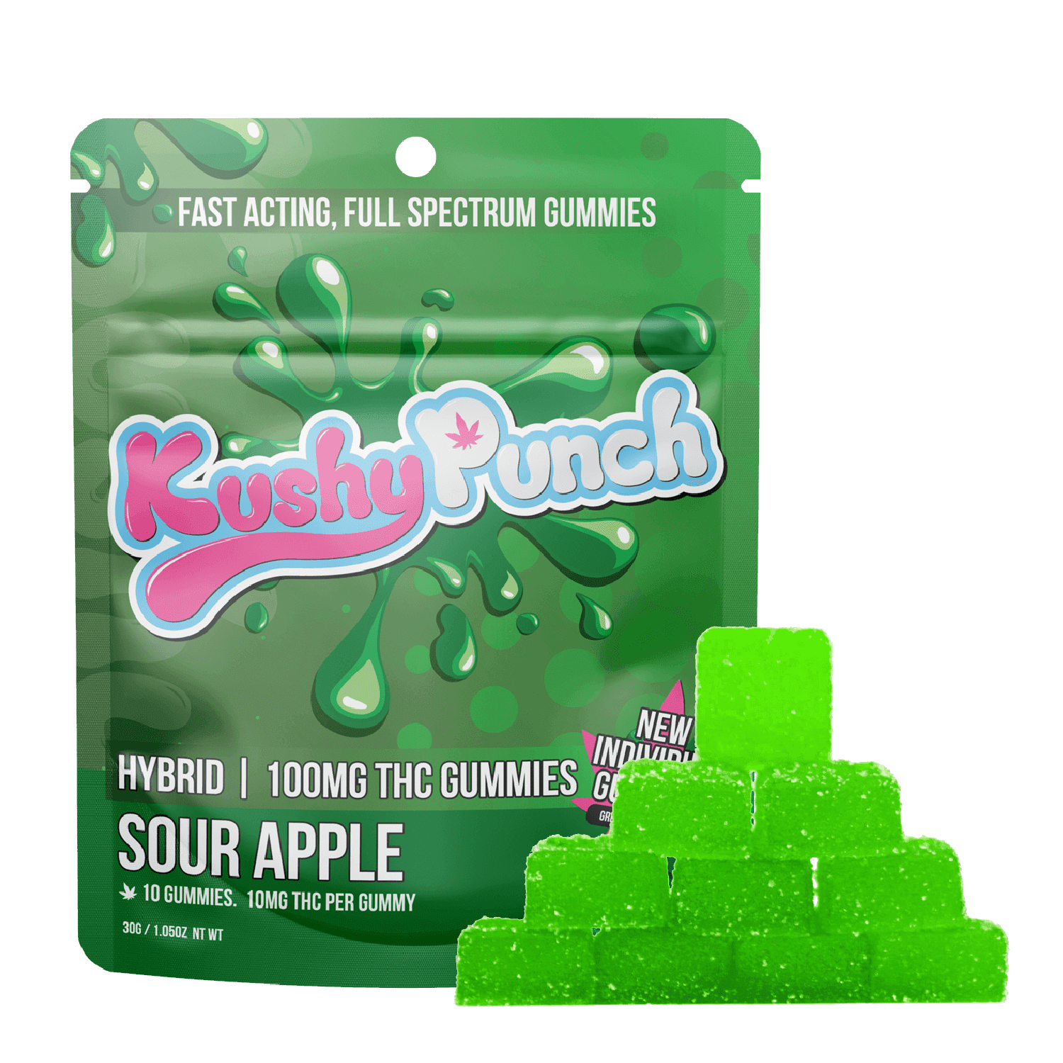 Kushy Punch Sour Apple | Fast Acting Gummies | 100mg