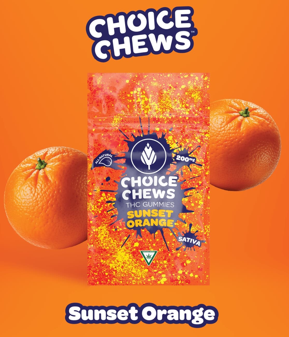 Choice Chews Gummies | Sativa Sunset Orange | 100mg | 20pk | Choice Chews