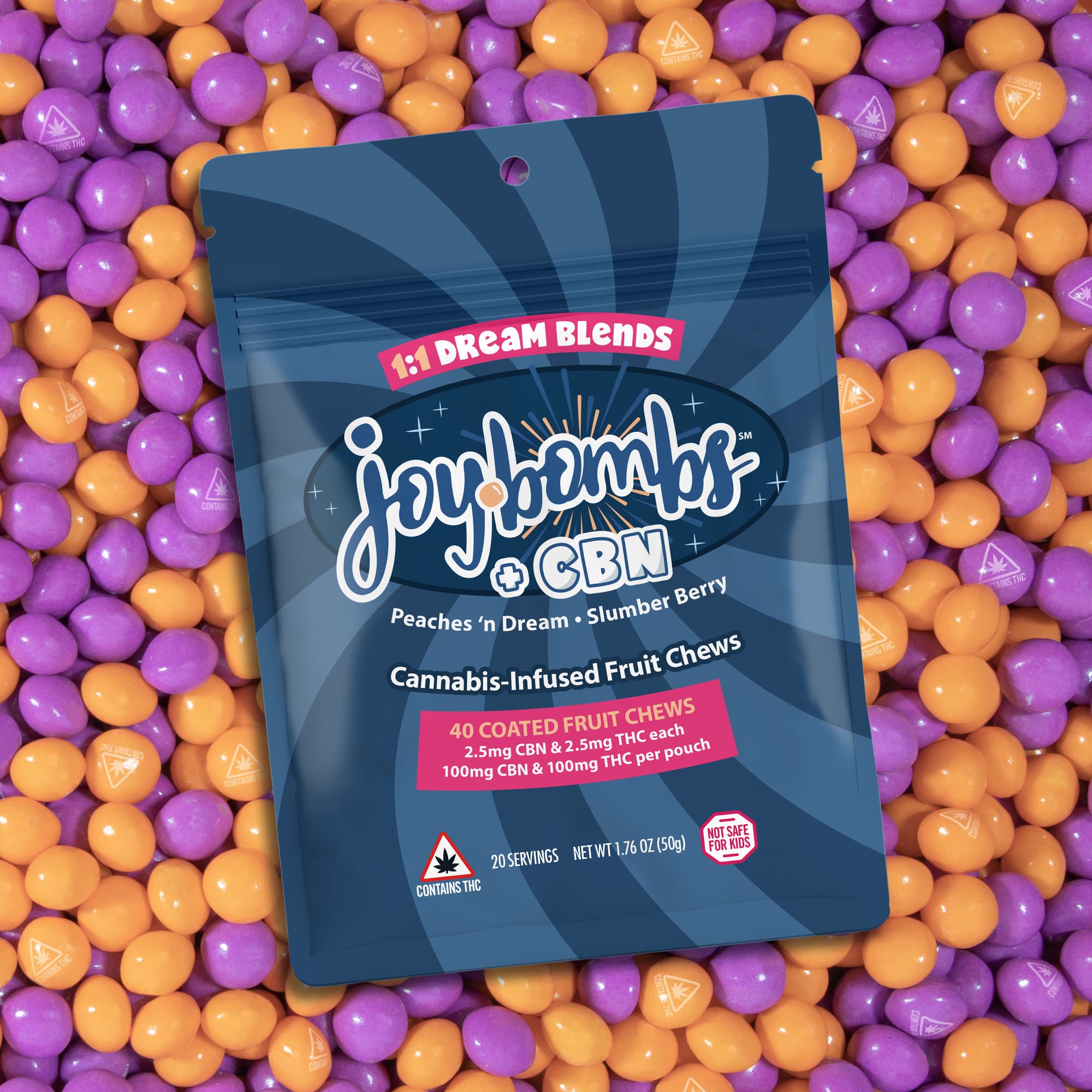 Joy Bombs by Joyibles Chews - Joybombs Dream Blend - 1:1 (THC:CBN) - 40pk - 100mg