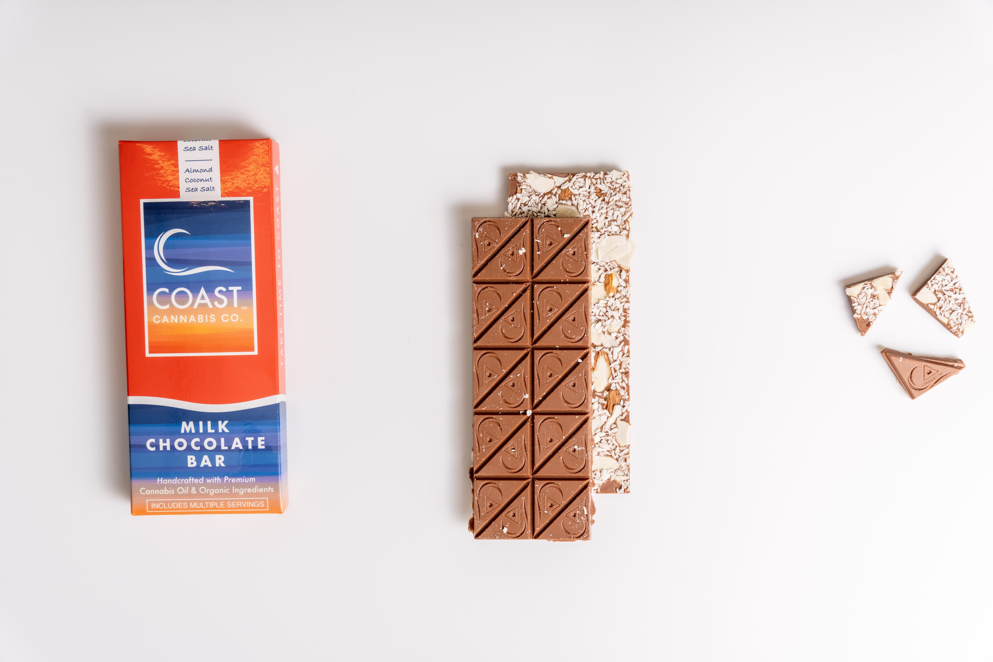 COAST Cannabis Co. Almond Coconut & Sea Salt Milk Chocolate Bar (100mg)