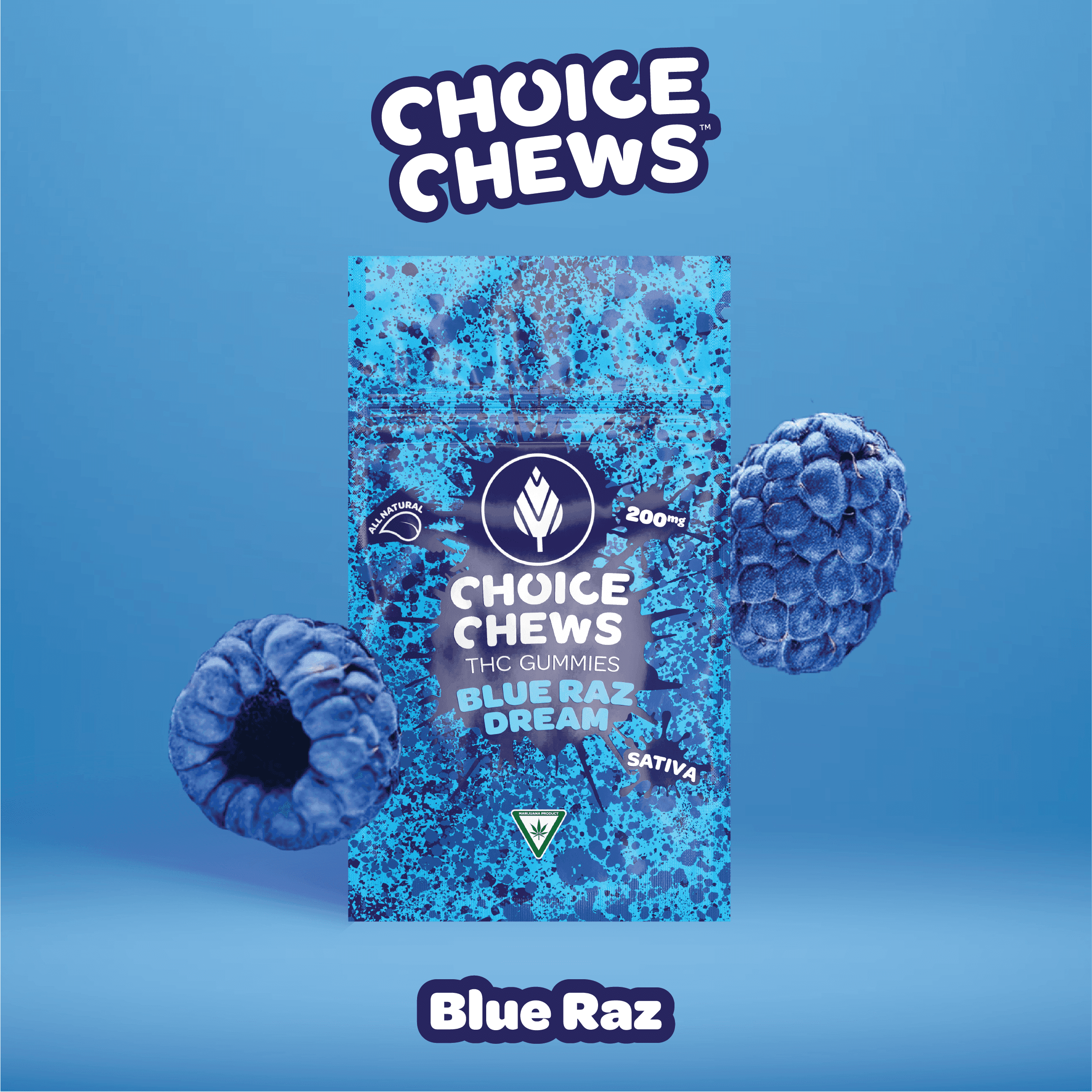Choice Chews - Blue Raz Sativa Gummies (100mg 20pk)