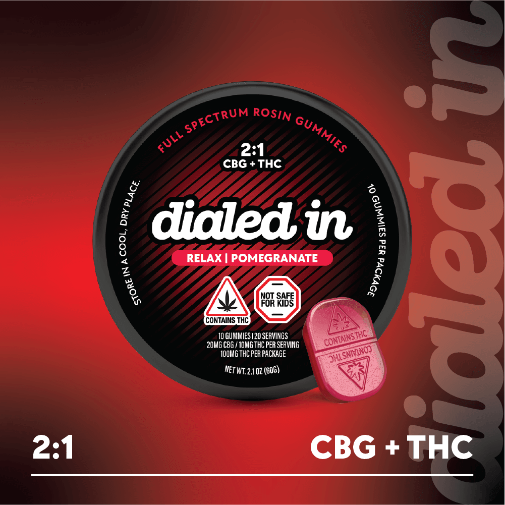 Dialed In Gummies Dialed In Pomegranate 2:1 CBG:THC Rosin Gummies 100mg 20pk