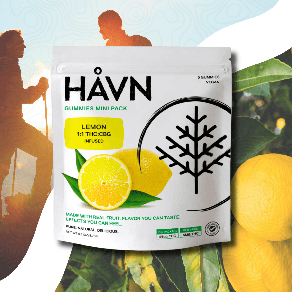 HAVN Lemon 1:1 (THC:CBG) Gummies 25mg 5pk
