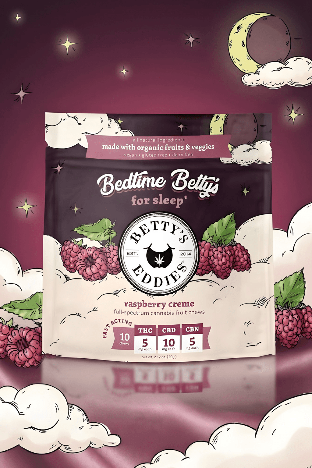 Betty's Eddies Chews | Bedtime Raspberry Creme 2:1:1 | 50mg | 10pk | Betty's Eddies