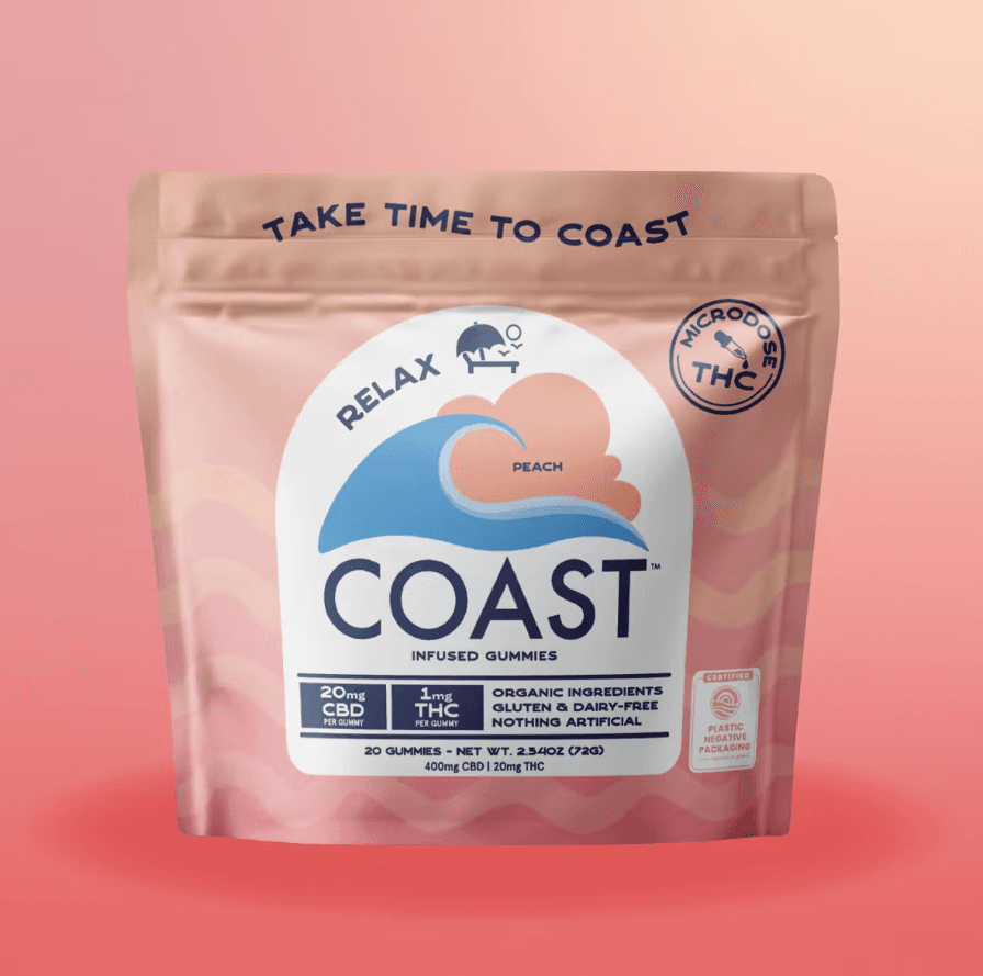 COAST Cannabis Co. 20:1 (CBD:THC) Peach Gummies 400mg 20pk