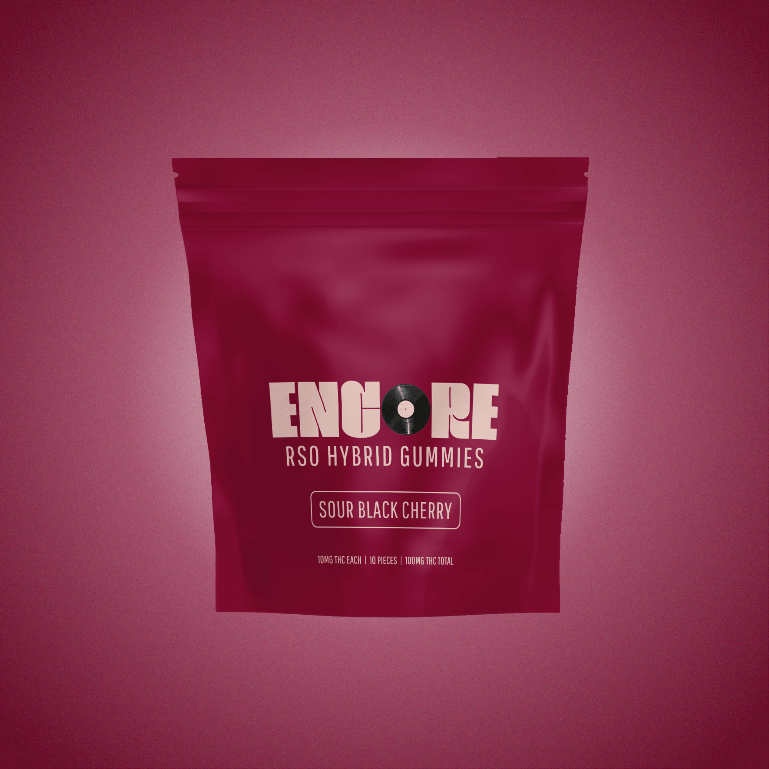 Encore Edibles Sour Black Cherry RSO Hybrid Gummies [10pk] 100mg