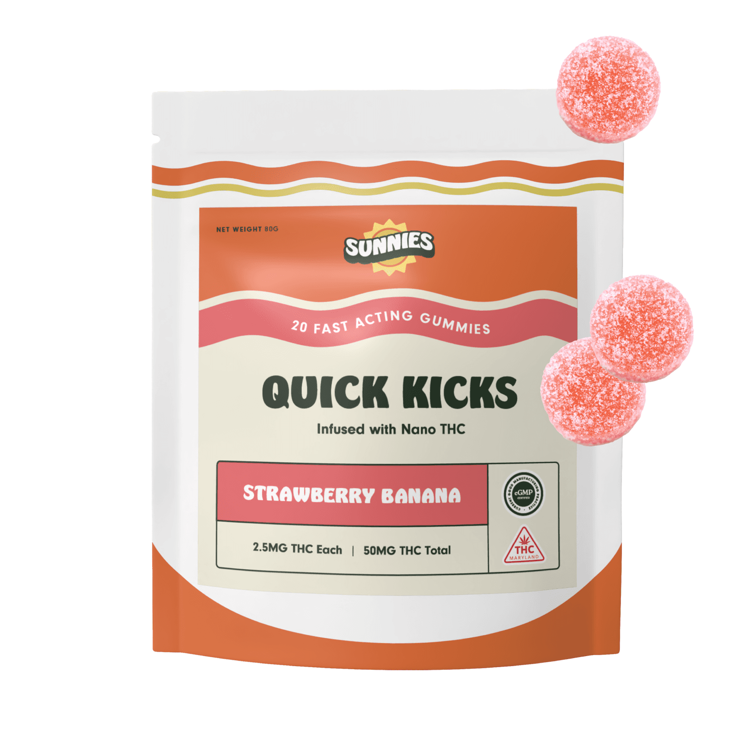 Sunnies Strawberry Banana Nano Gummies 2.5mg