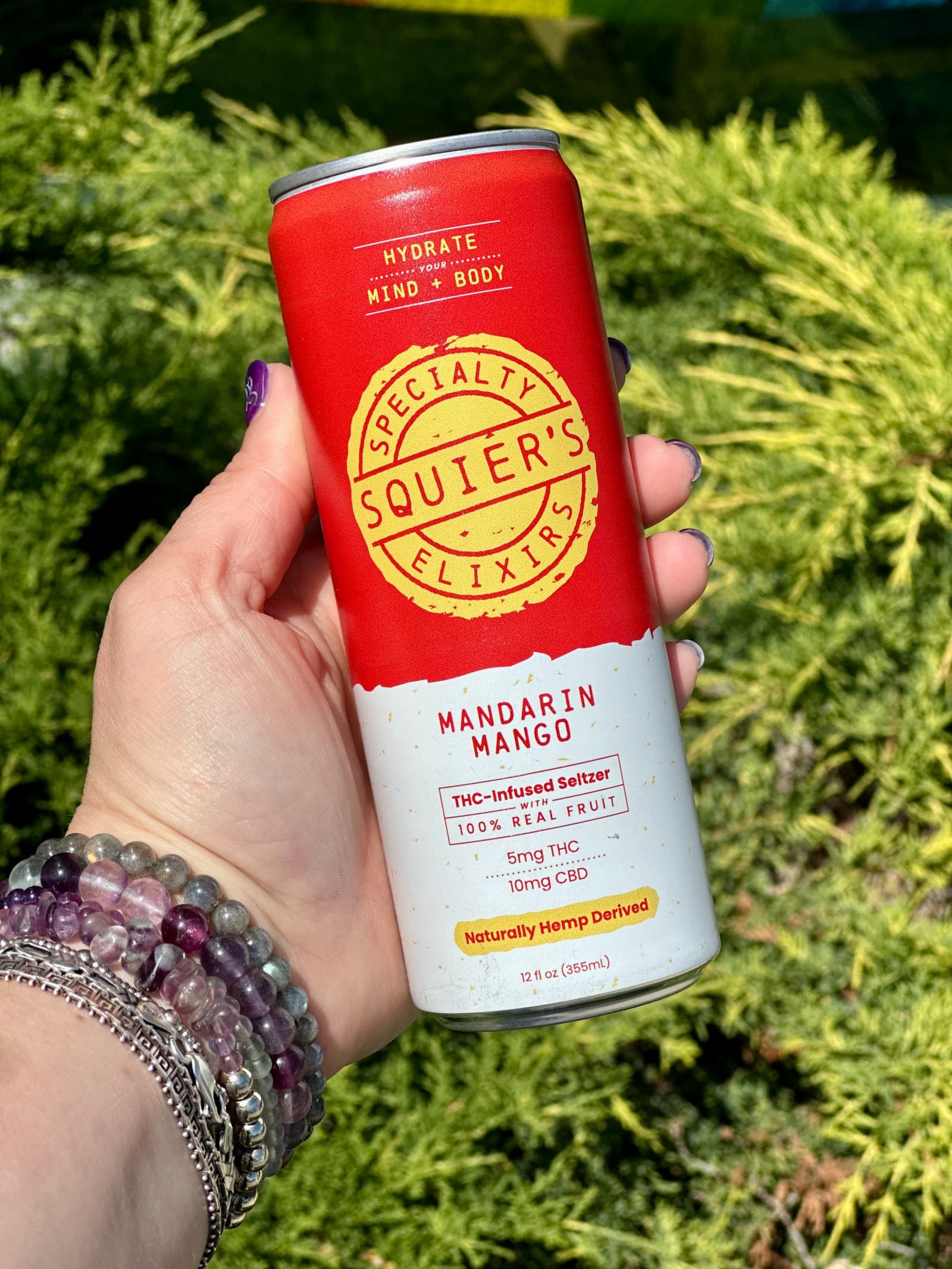 Squier's Elixirs Mandarin Mango Seltzer - 5mgTHC/10mgCBD (Hemp)