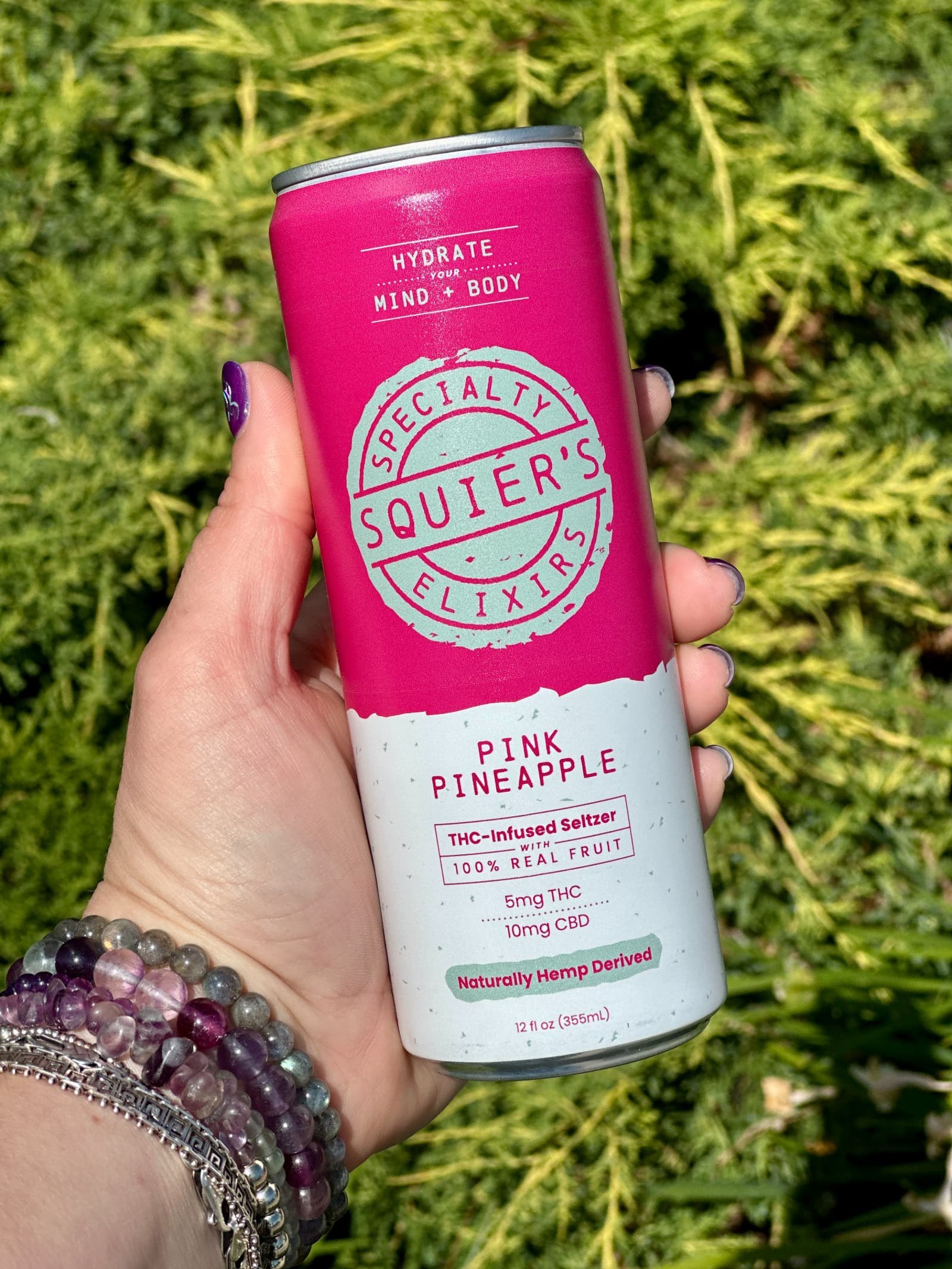 Squier's Elixirs Pink Pineapple Seltzer - 5mgTHC/10mgCBD (Hemp)