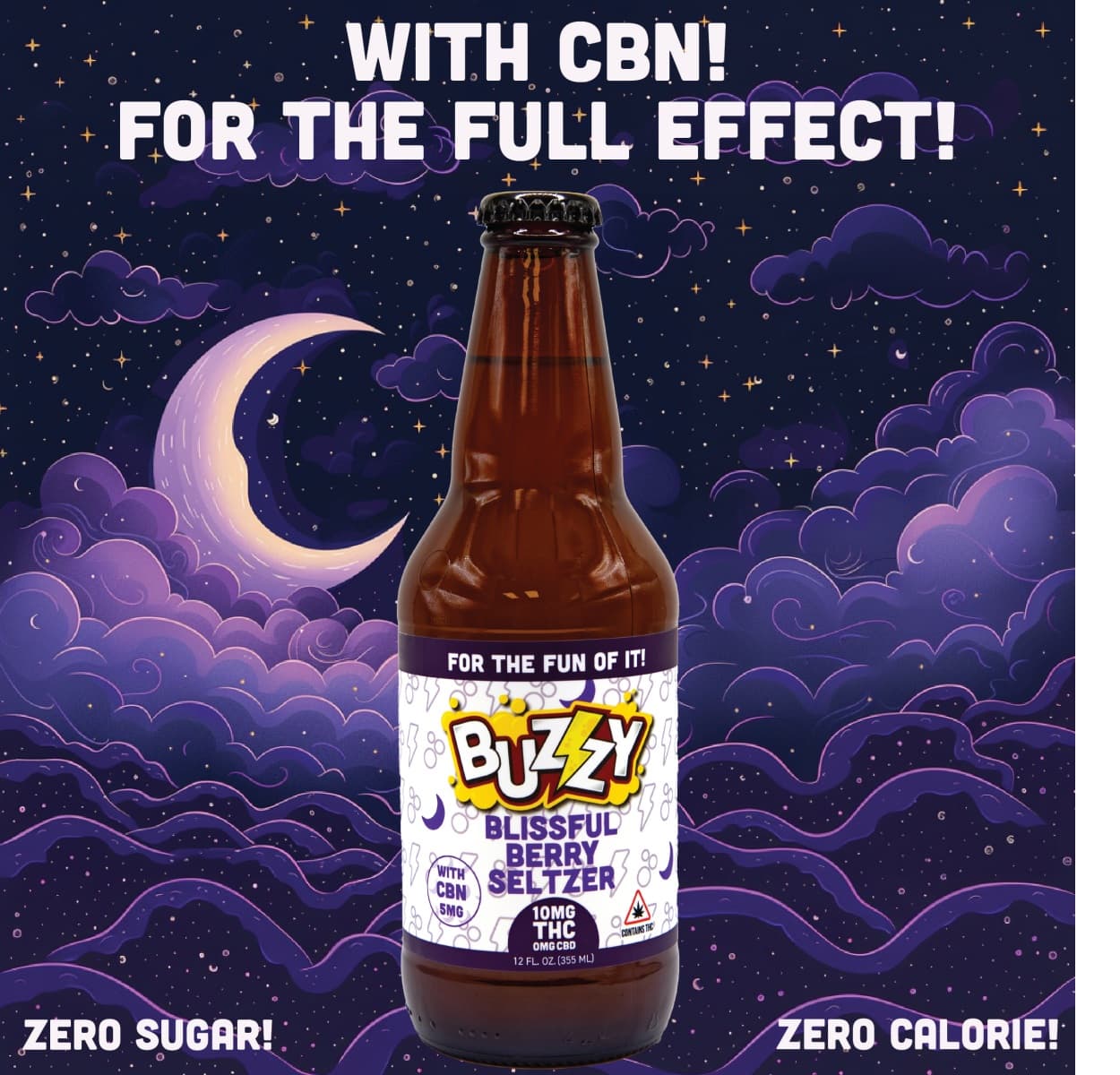 Buzzy Blissful Berry Seltzer | 10mg THC + 5mg CBN