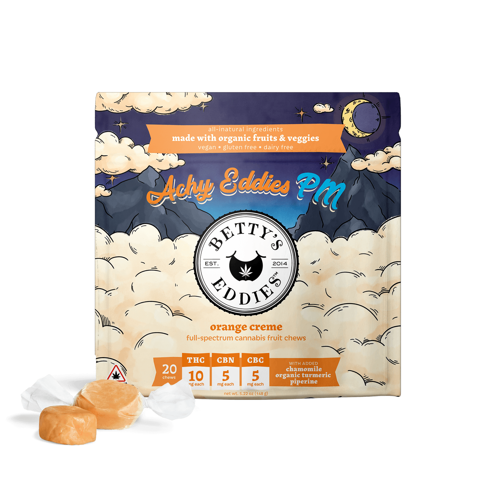 Betty's Eddies Achy Eddies PM Orange Creme - 10THC : 5CBN : 5CBC - 200mg