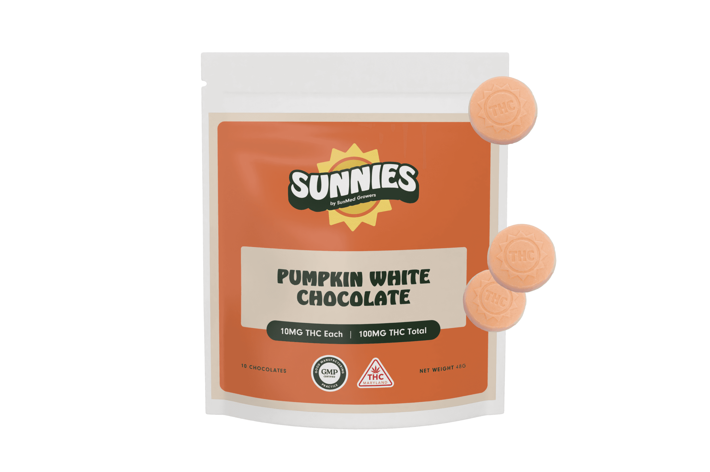 Sunnies Pumpkin White Chocolates 10mg