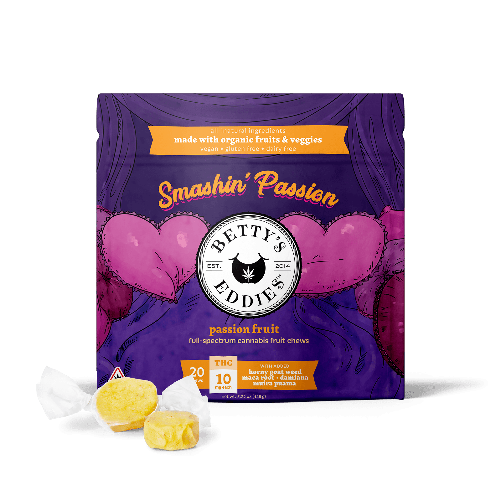 Betty's Eddies Smashin' Passion Fruit Chews 200mg