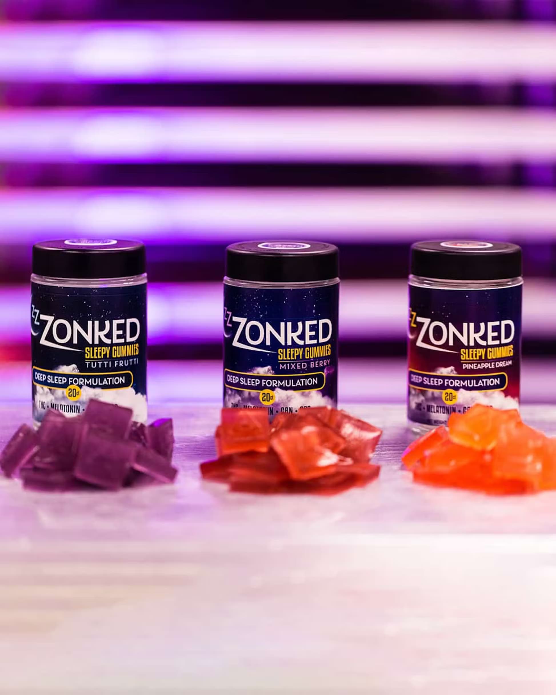 Zzzonked Sleepy Mixed Berry 5mg THC:CBD Gummy 20 pack 100mg