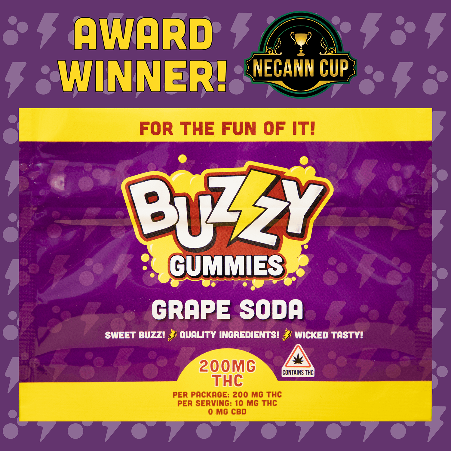 Buzzy Grape Soda Gummies 200mg : Novel
