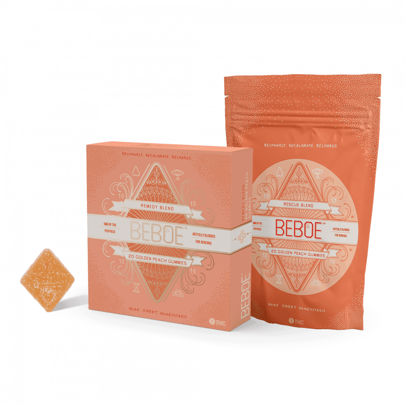 BEBOE Beboe Remedy Sour Golden Peach Gummies 2:1 CBD:THC 100mg (5mg 20-pack)
