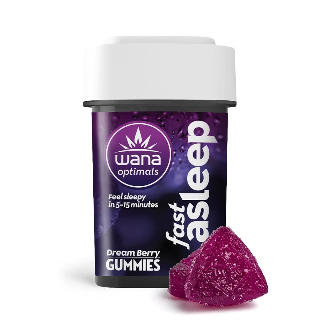 Wana Ratio Gummies | Fast Asleep Dream Berry 5:1 | 100mg CBD : 20mg THC : 20mg CBG : 20mg CBN : 20mg Melatonin | 10pk