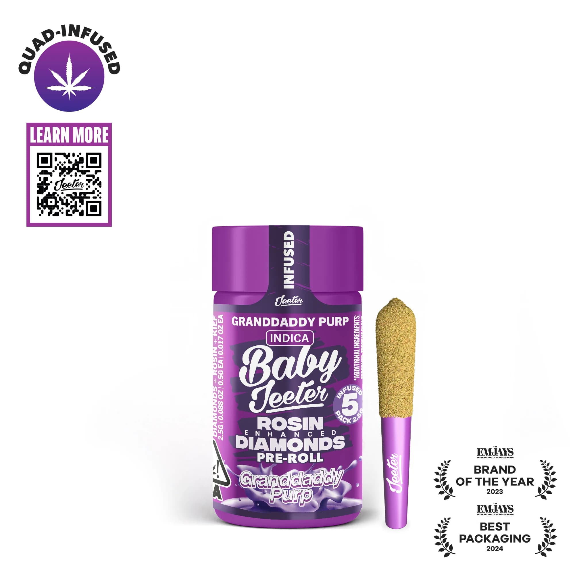 Jeeter Granddaddy Purp | 2.5g Baby Infused Preroll 5 Pack Pre-rolls
