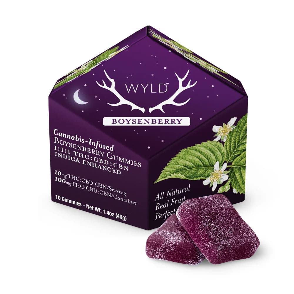 Wyld Boysenberry 1:1:1 CBD:CBN + Indica Enhanced Gummies | 100mg THC:CBD:CBN