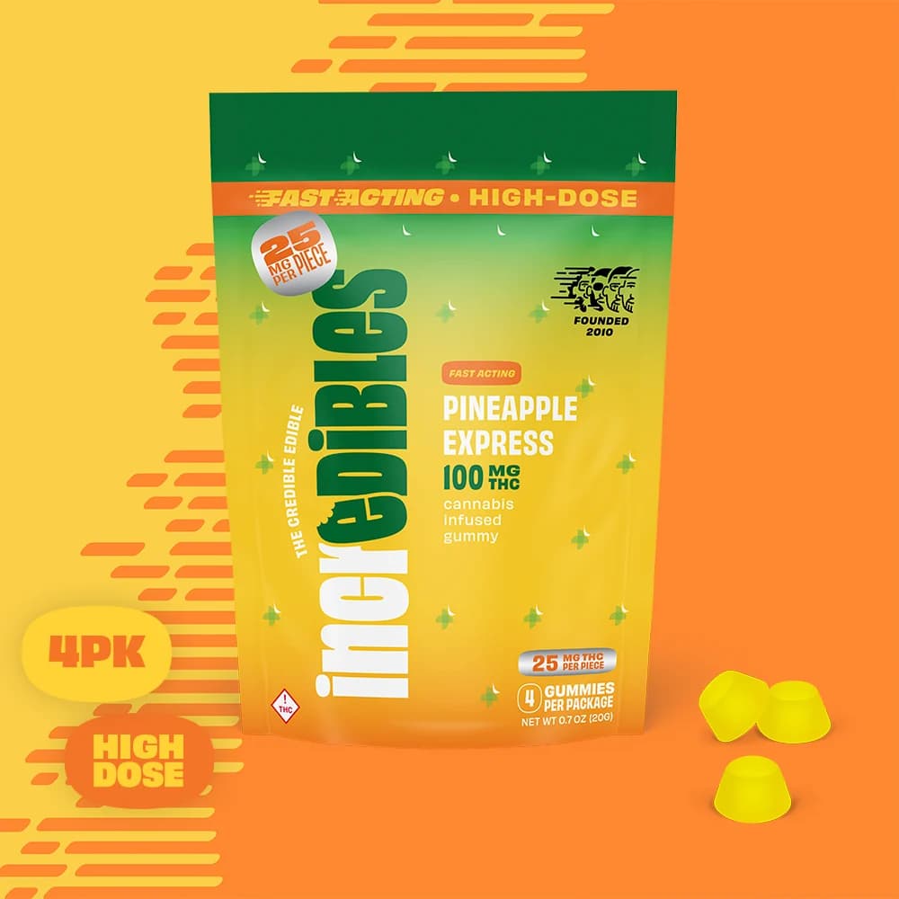 incredibles Fast Acting Pineapple Express High Dose [4pk] (100mg)