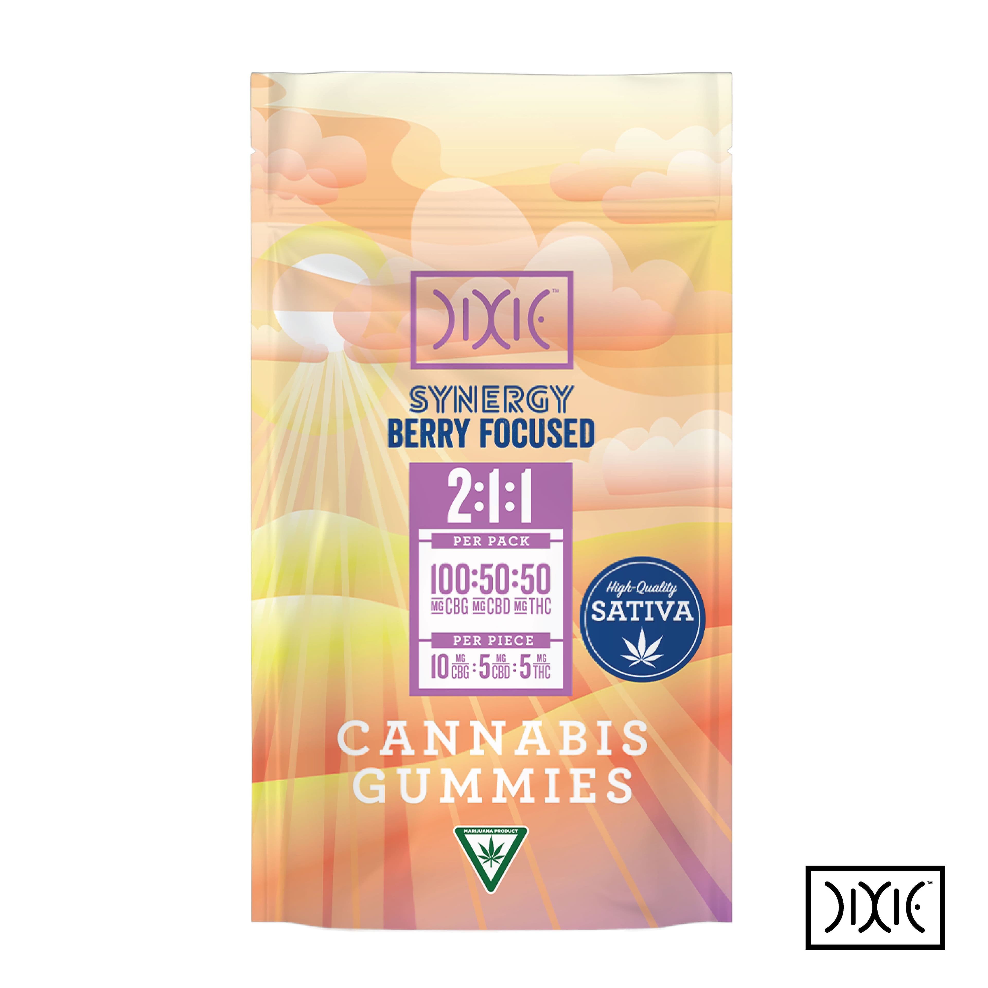 Dixie 200mg Gummies | Synergy Berry Focus 2:1:1