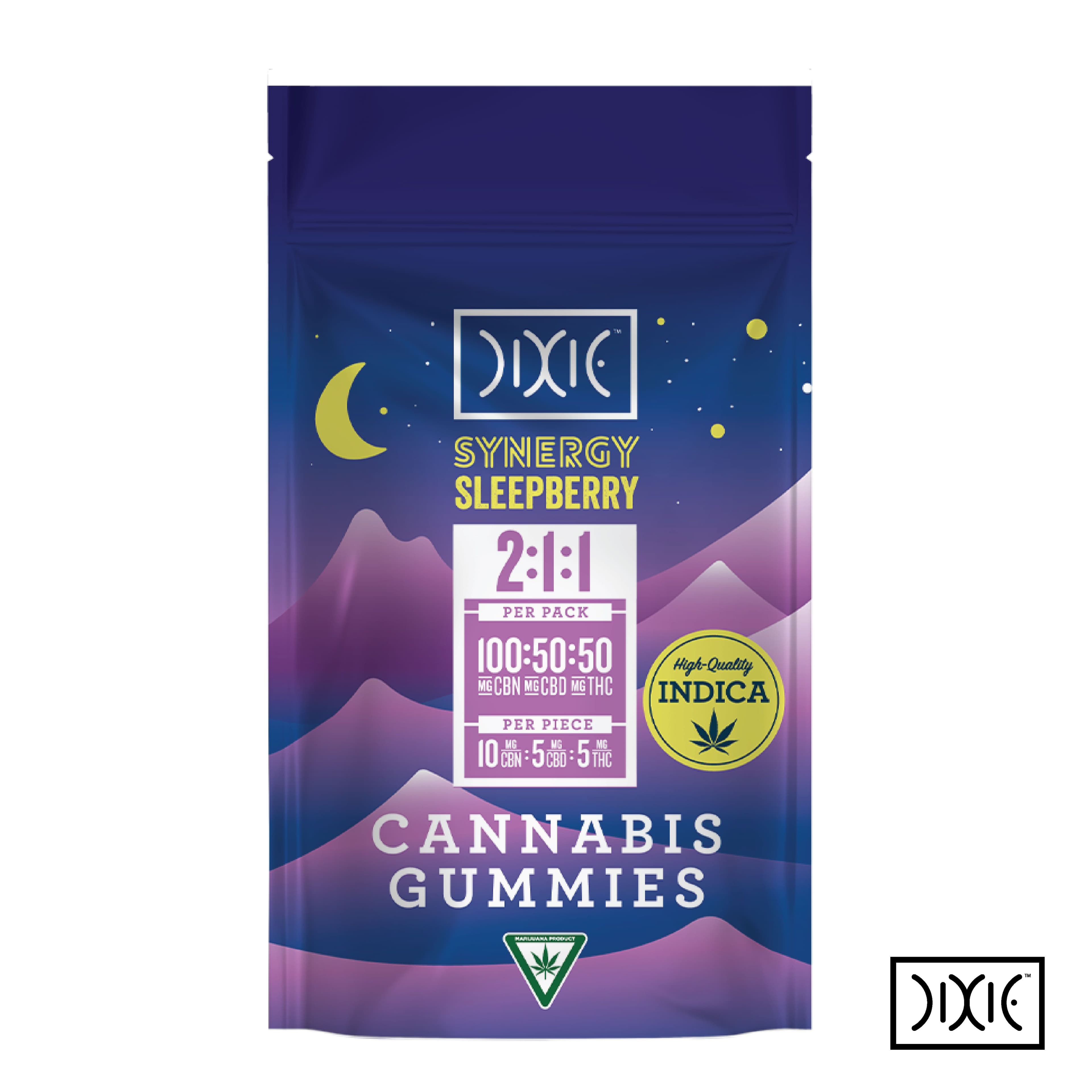 Dixie 200mg Gummies | Synergy Sleepberry 2:1:1