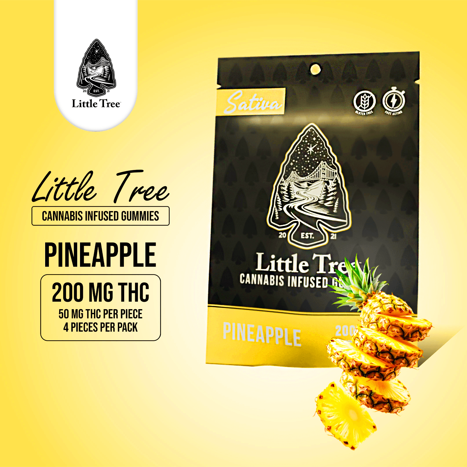 Little Tree Pineapple - 4pk - 200mg