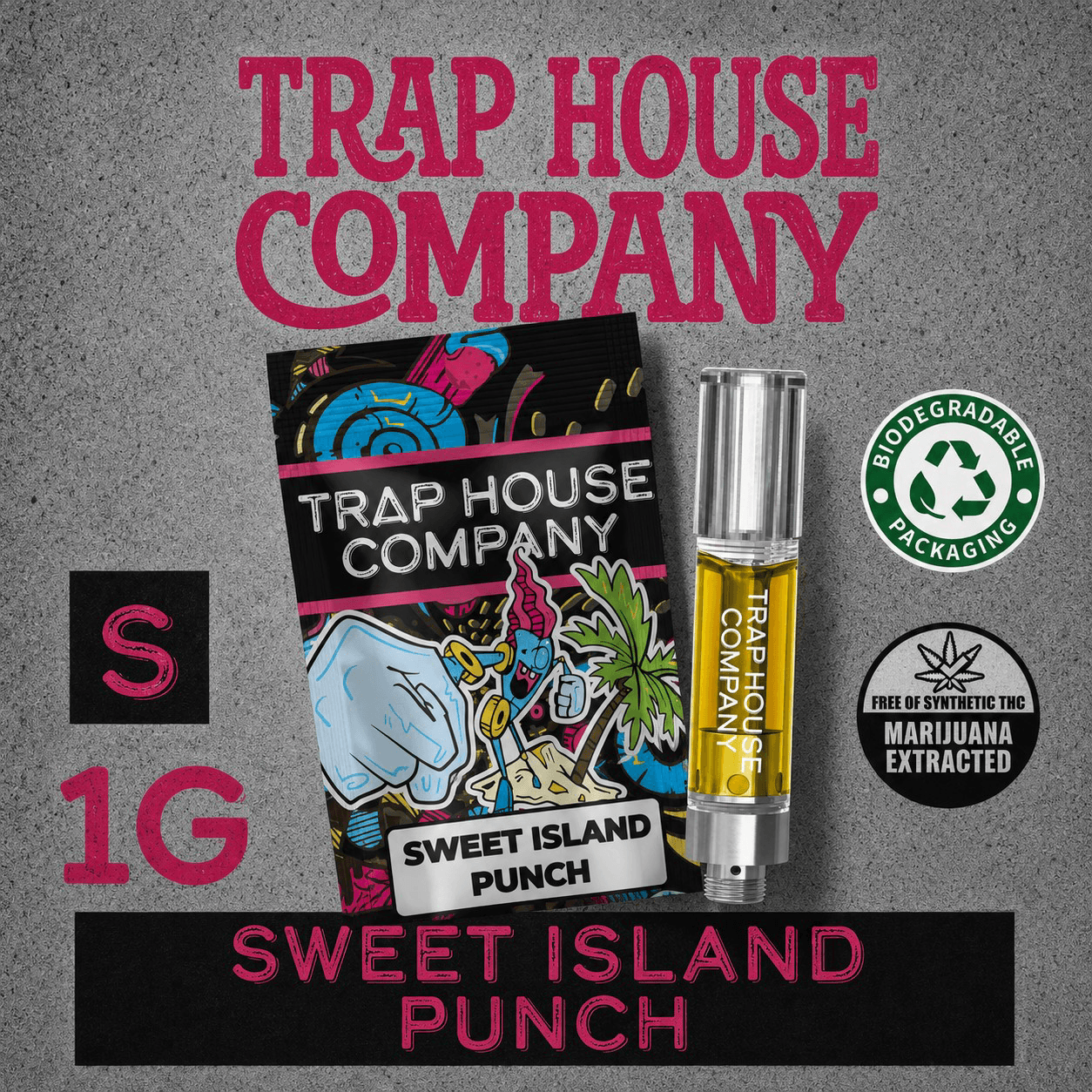 Trap House Sweet Island Punch Distillate Cartridge - 1g