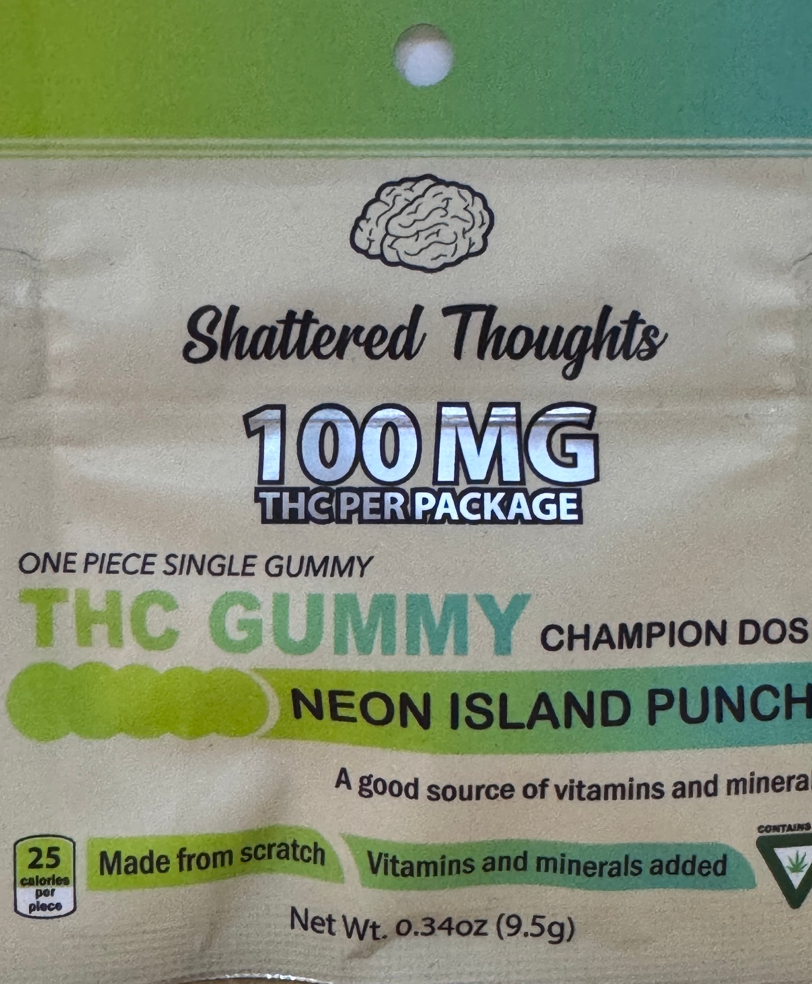 Shattered Thoughts 100mg | Neon Island Punch | Single Gummies