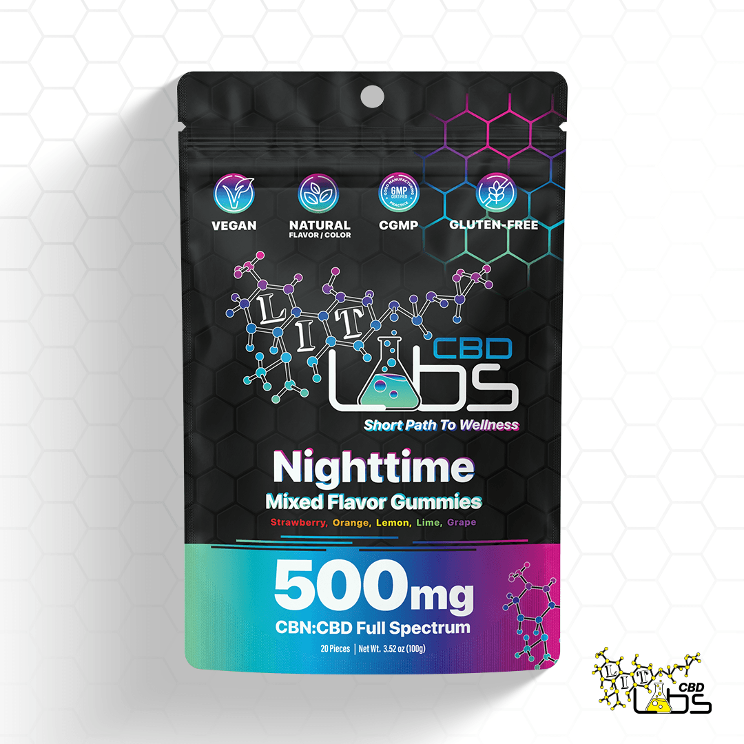 Lit Labs Mixed Flavor Nighttime | 500MG Full Spectrum CBN:CBD Gummies