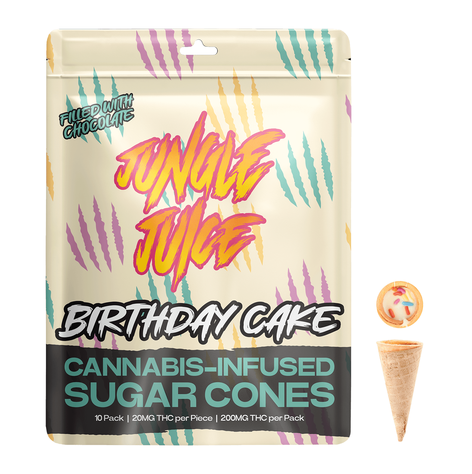 Jungle Juice THC Sugar Cones - Birthday Cake - 200mg
