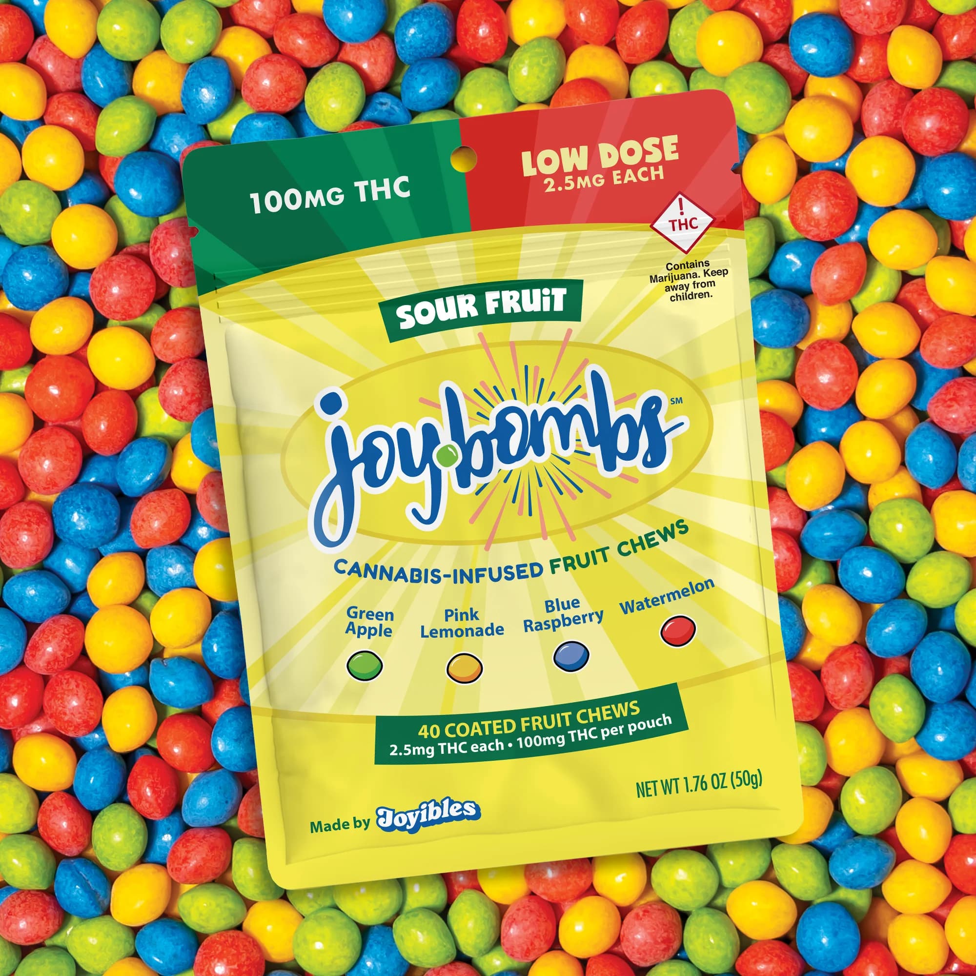 Joy Bombs by Joyibles Joy Bombs Sour Fruit - 100mg THC (40pk / 2.5mg ea)