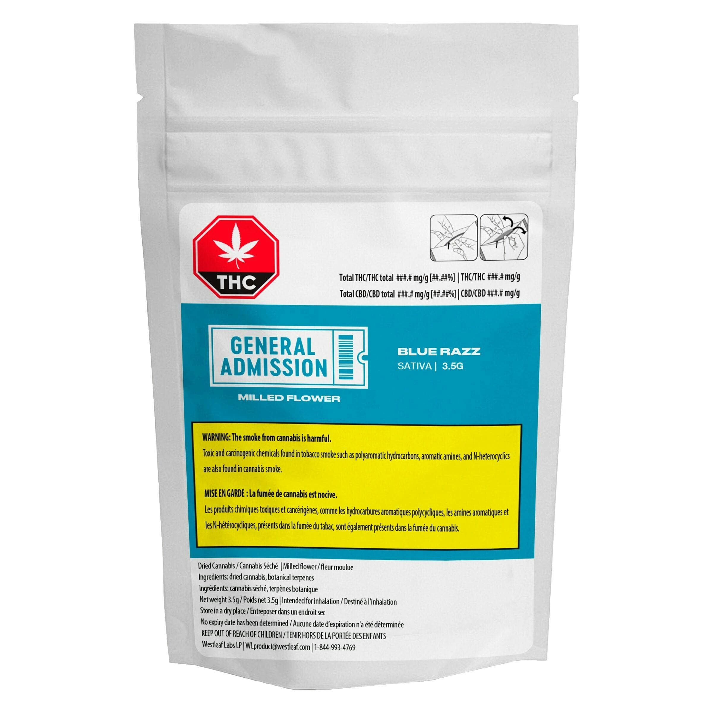 General Admission Blue Razz 3.5g Milled Flower With Terpenes