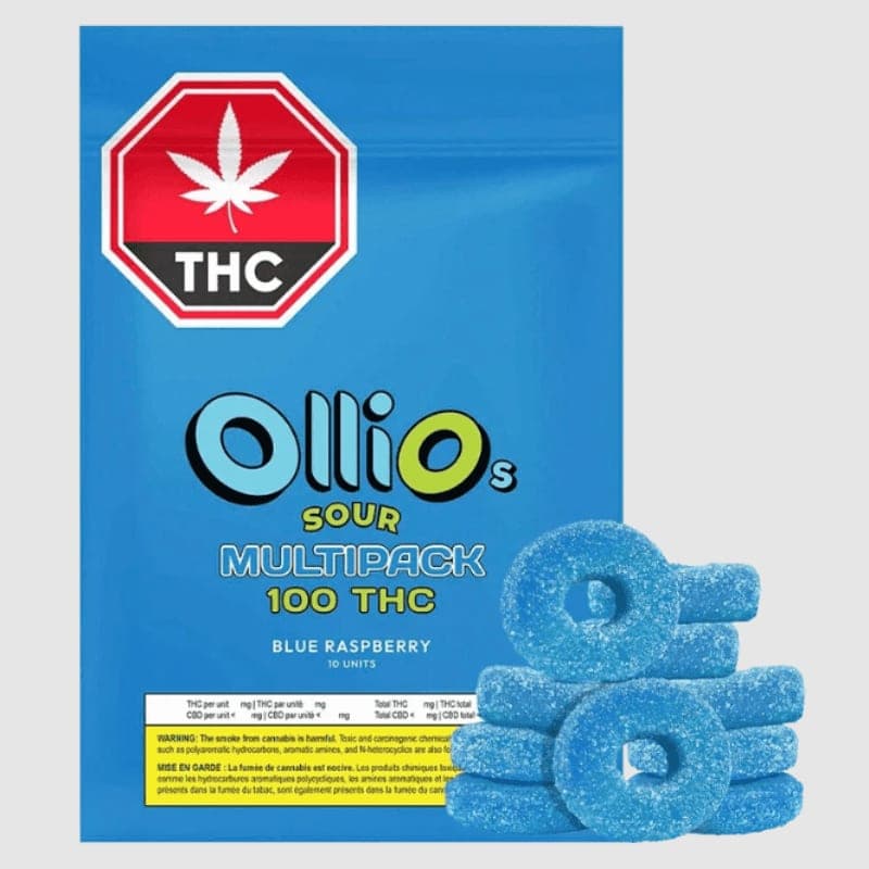 Olli O's Olli O's 100 THC Multipack Sour Blue Raspberry Soft Chews / 10 Pack / Gummies / Hybrid